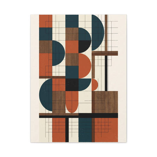 Bauhaus Orange Geometry Grid Wall Art & Canvas Print