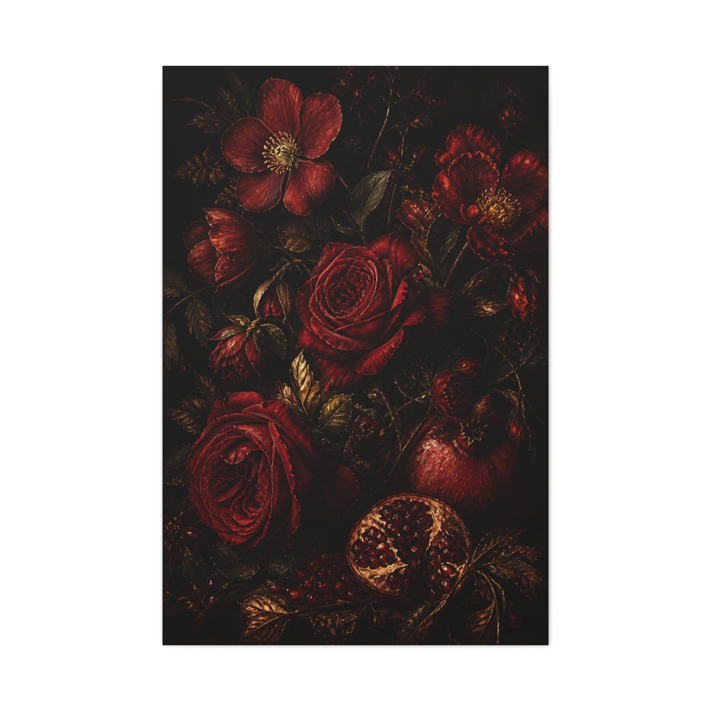 Dark Red Botanical Still Life Wall Art & Canvas Print
