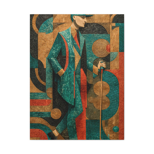 Art Deco Golfer Graphic Composition Wall Art & Canvas Print