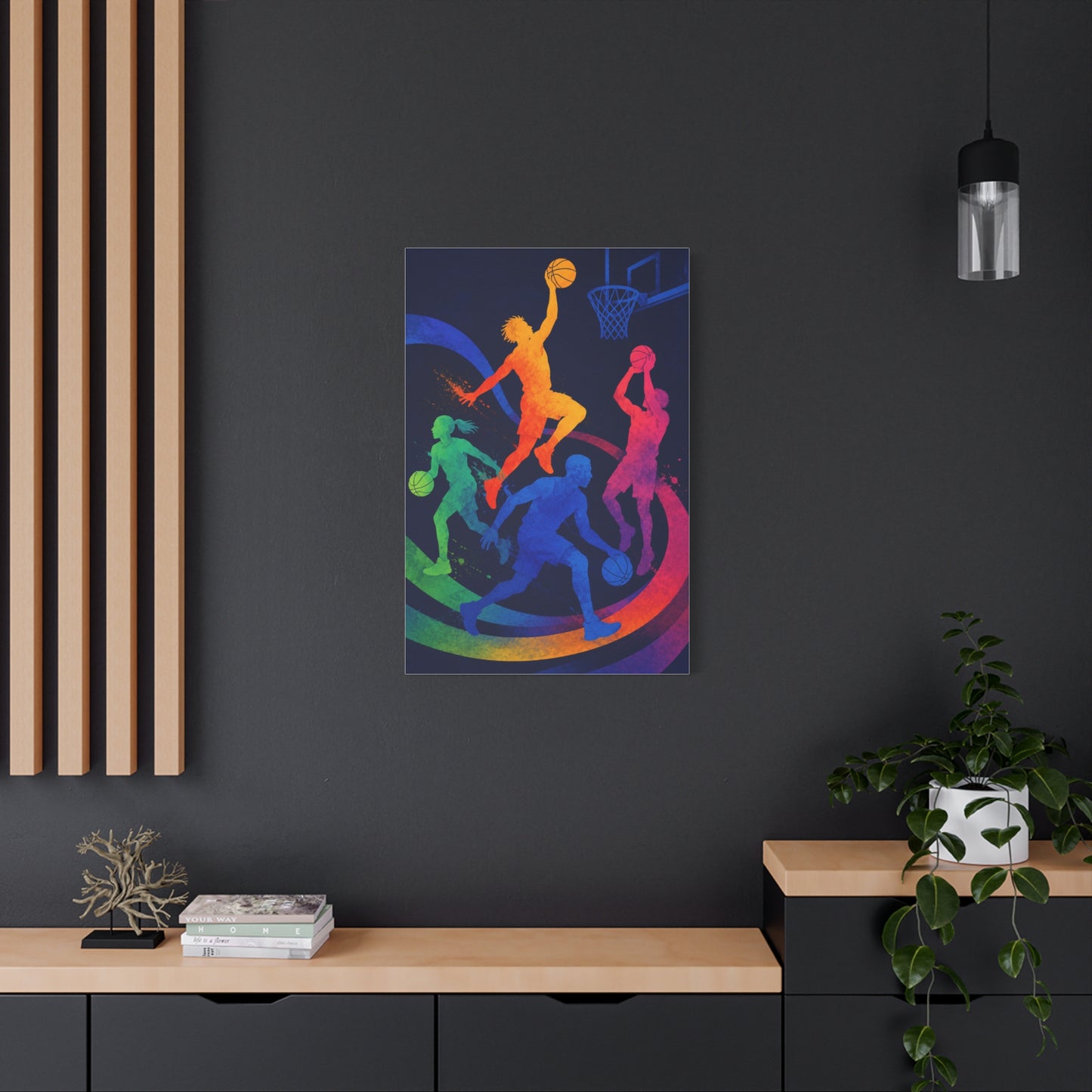 Rainbow Basketball Motion Sports Wall Art & Canvas Print