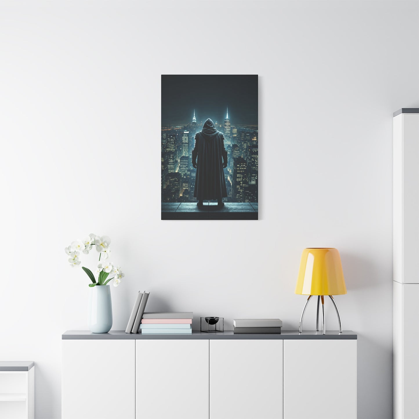 Watcher of the Neon City Wall Art & Canvas Prints
