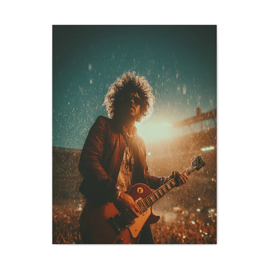 Rain Soaked Rock Guitar Performance Wall Art & Canvas Print