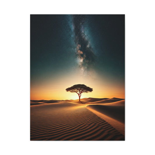 Lone Acacia Under the Cosmic Sky Wall Art & Canvas Prints