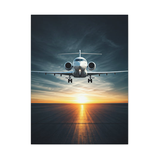 Sunset Runway Lift-Off Jet Wall Art & Canvas Prints