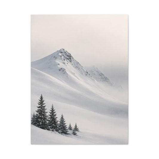 Snowy Mountain Ridge & Pines Wall Art & Canvas Print