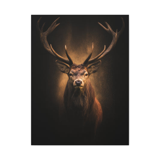 Golden Halo Stag Portrait Wall Art & Canvas Print