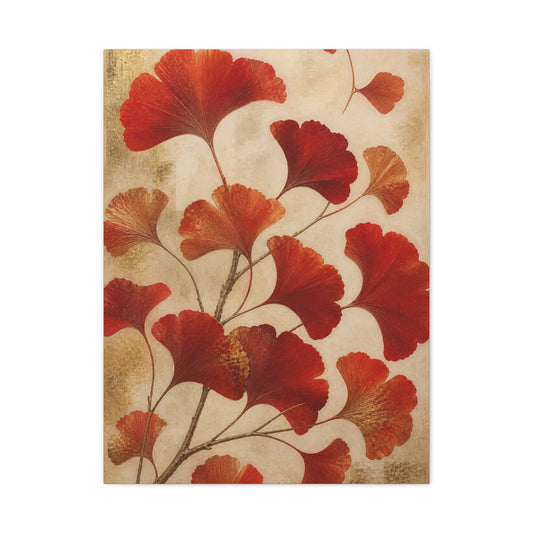 Red Ginkgo Botanical Composition Wall Art & Canvas Print