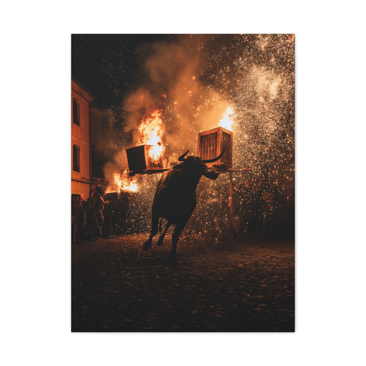 Toro de Júbilo Fire Bull Festival Wall Art & Canvas Print