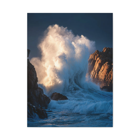 Storm Waves Crashing Against Coastal Rocks Wall Art & Canvas Print