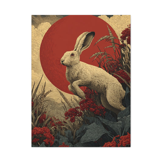 Harvest Moon Folk Hare Wall Art & Canvas Print