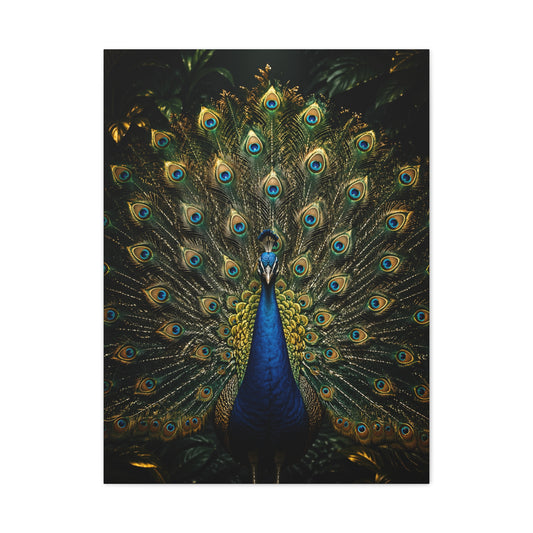 Opulent Jungle Peacock Display Wall Art & Canvas Print
