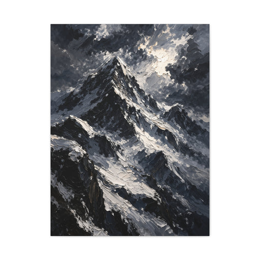 Impasto Oil Alpine Peak Wall Art & Canvas Print