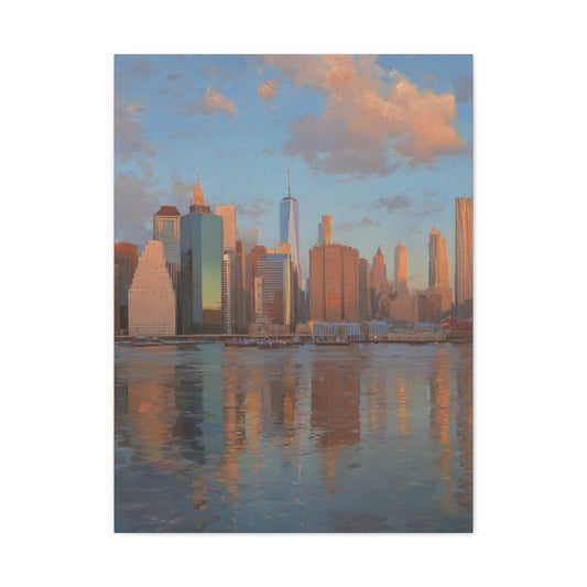 New York Skyline Morning Reflection Wall Art & Canvas Print