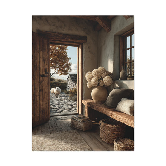 Farmhouse Entryway Open Door Scene Wall Art & Canvas Print
