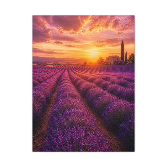 Lavender Fields Sunset Landscape Wall Art & Canvas Print