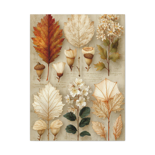 Vintage Autumn Botanical Leaf Study Wall Art & Canvas Print