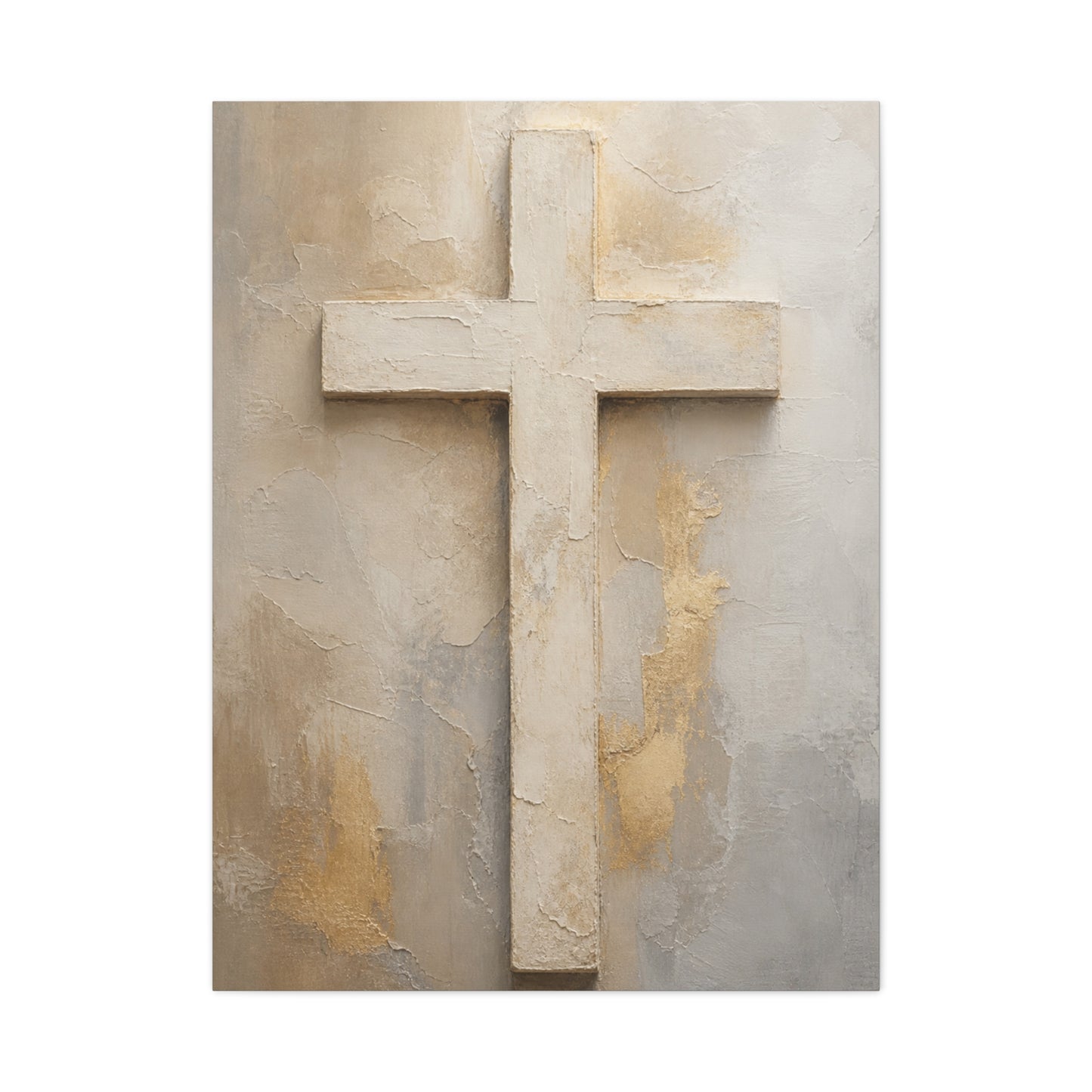 Minimal Ivory Christian Cross Wall Art & Canvas Print