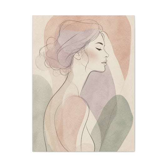 Soft Contour Feminine Portrait Wall Art & Canvas Print