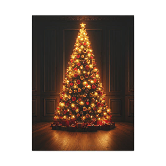 Golden Christmas Tree Glow Wall Art & Canvas Print