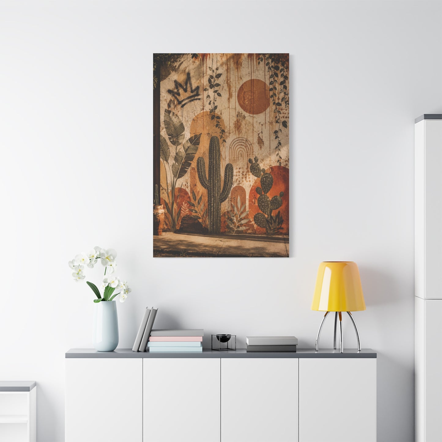 Desert Graffiti Botanical Street Wall Art & Canvas Print
