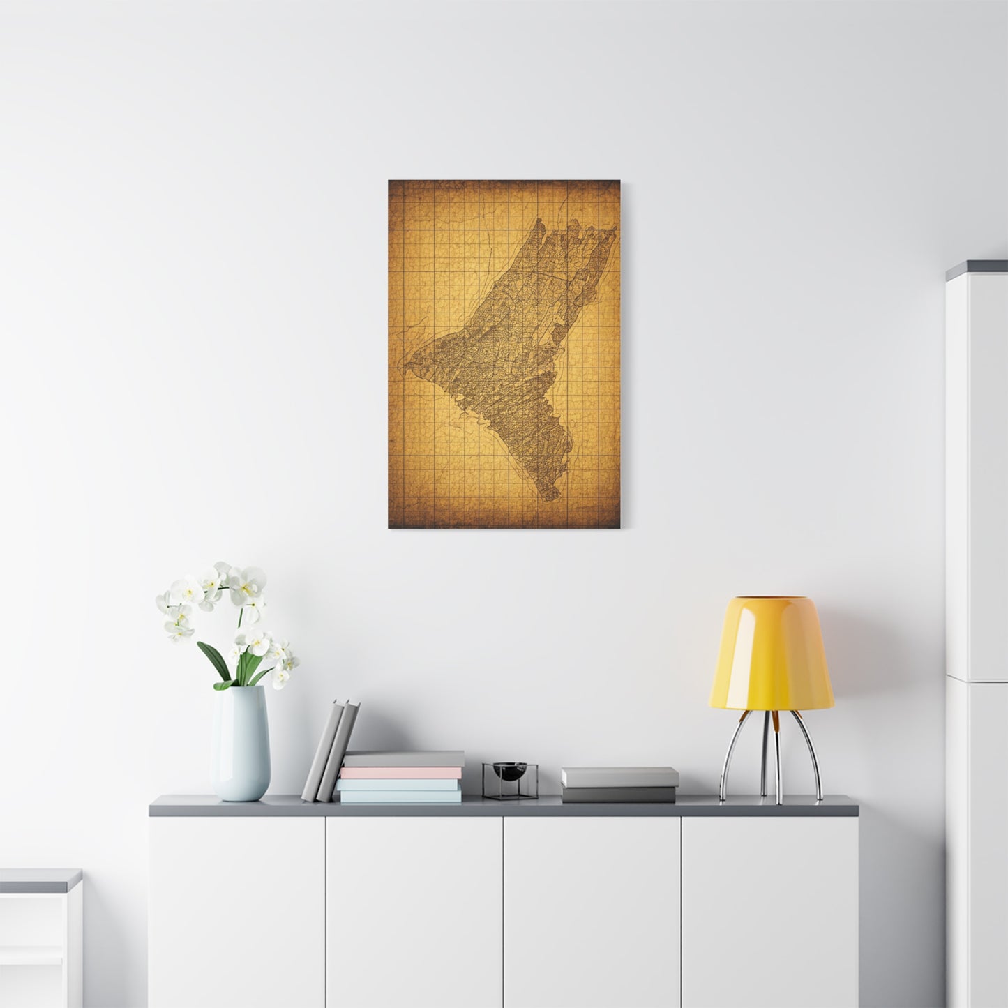 Sepia Gridland Treasure Chart Wall Art & Canvas Prints