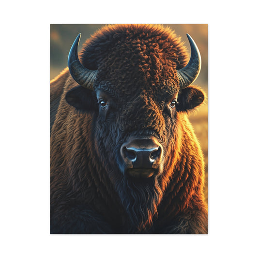 Warm Copper-Toned American Bison Portrait Wall Art & Canvas Print