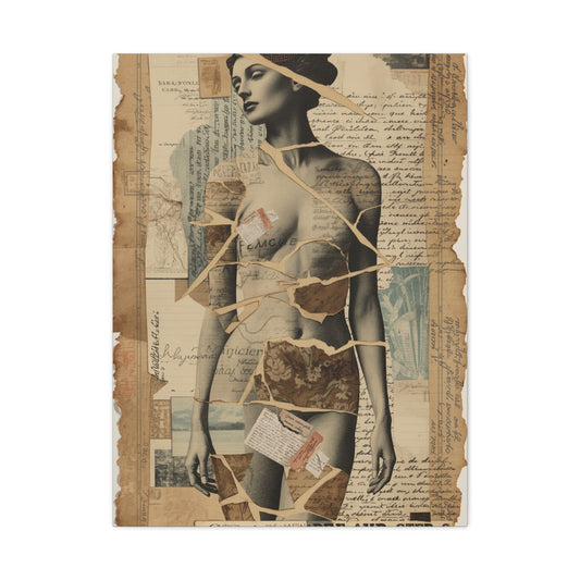 Mixed Media Collage Figure Wall Art & Canvas Print