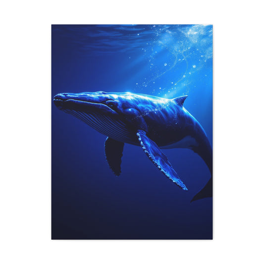 Majestic Blue Whale in Deep Ocean Light Wall Art & Canvas Prints