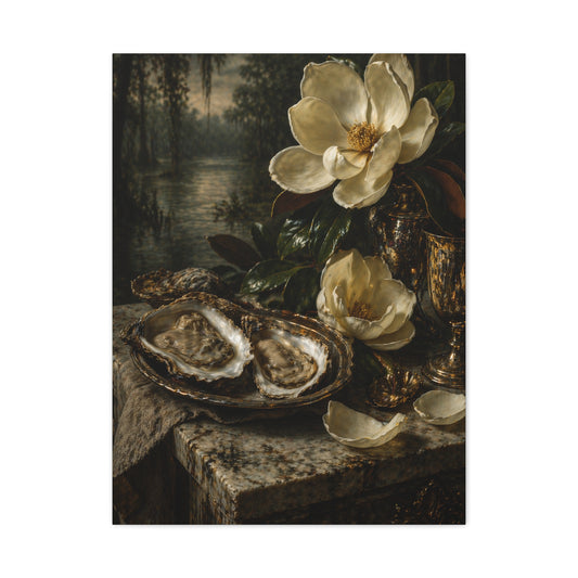 Magnolia & Oyster Still Life Elegance Wall Art & Canvas Print