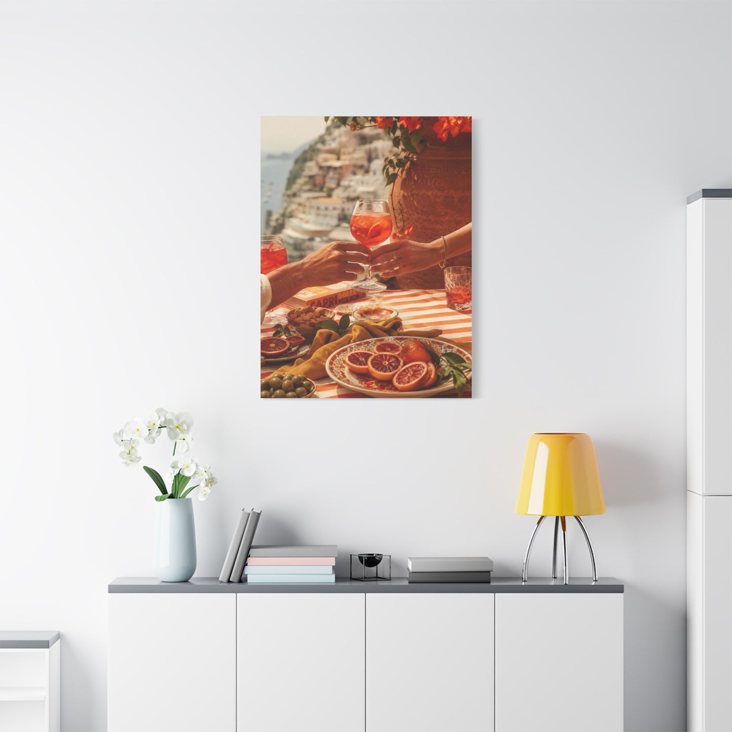Mediterranean Aperitivo Romance Scene Wall Art & Canvas Print