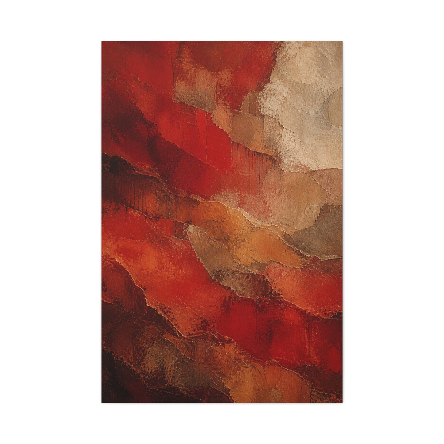 Earthy Layered Red Terrain Abstraction Wall Art & Canvas Print