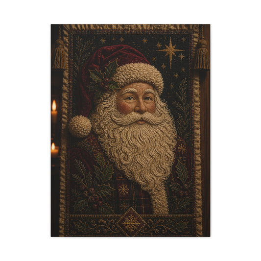 Handcrafted Textile Santa Tapestry Wall Art & Canvas Print