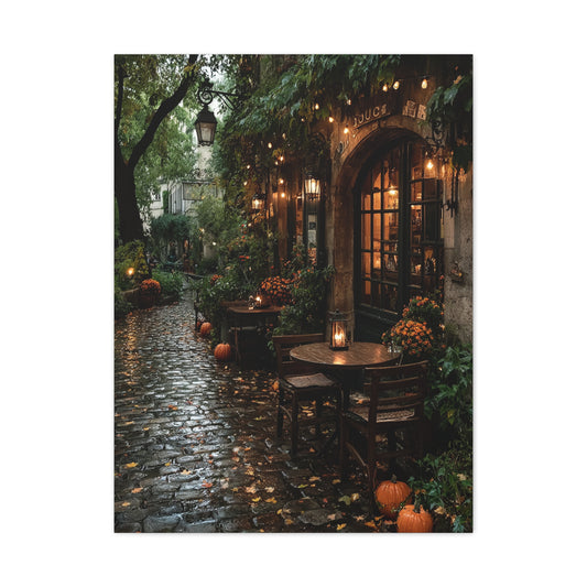Paris Autumn Café Terrace Wall Art & Canvas Print