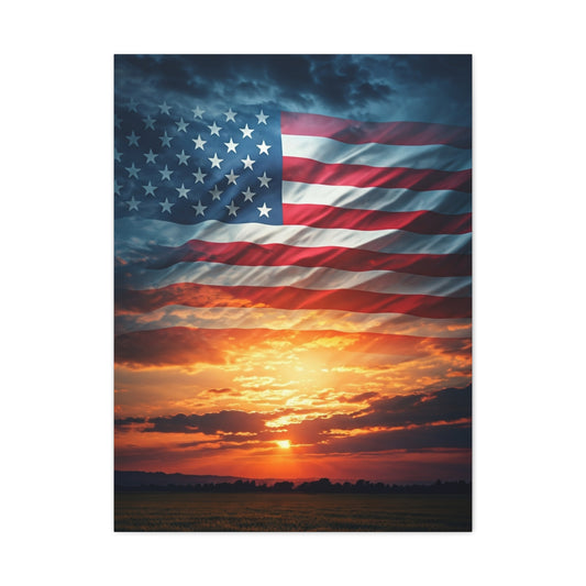 American Flag Sunset Glory Wall Art & Canvas Prints