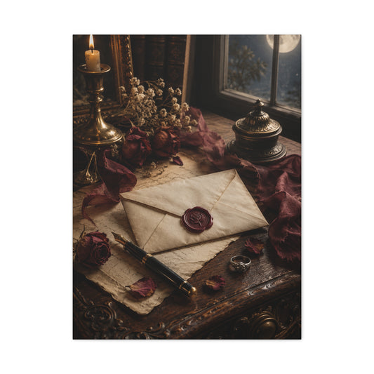 Vintage Love Letter Candlelight Desk Wall Art & Canvas Print