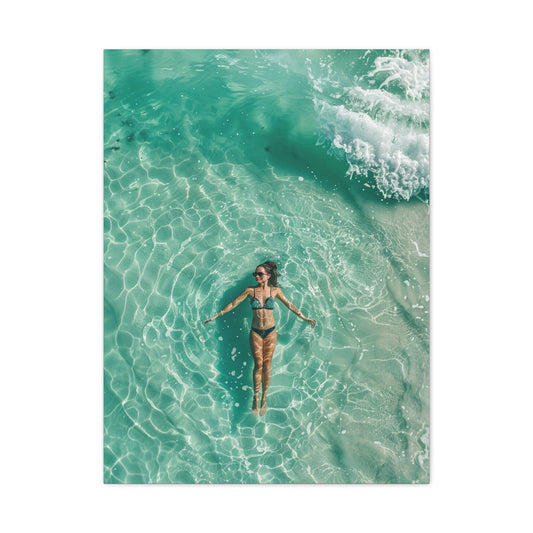 Aerial Ocean Serenity Woman Portrait Wall Art & Canvas Print