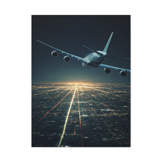 Night Runway Takeoff Journey Wall Art & Canvas Prints
