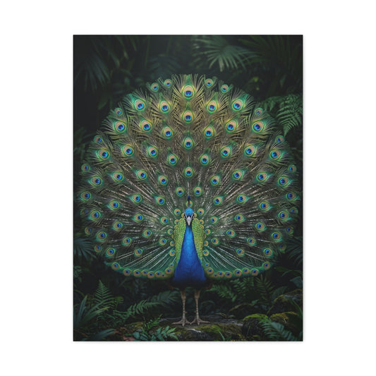 Jungle Royal Peacock Halo Wall Art & Canvas Print