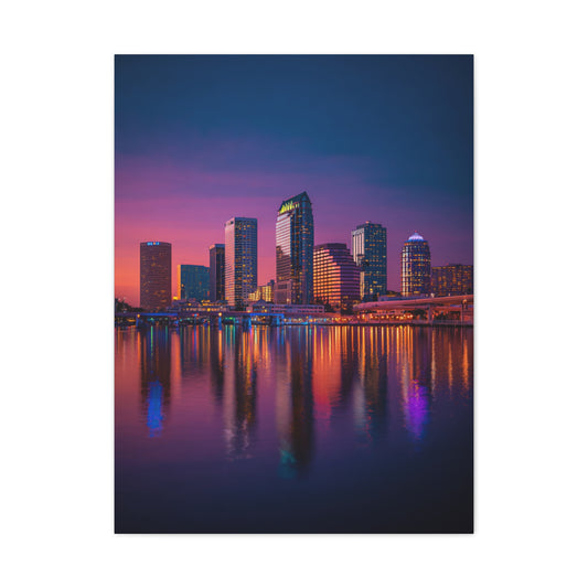 Modern City Skyline at Dusk Wall Art & Canvas Print