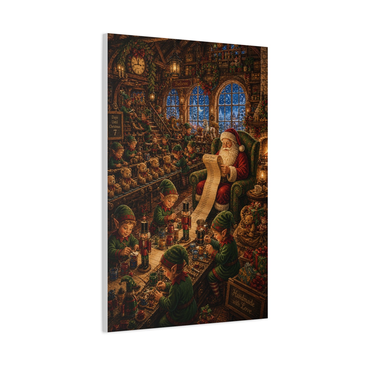 Cozy Traditional Santa Workshop Wall Art & Canvas Print