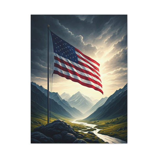 Mountain Freedom Flag Landscape Wall Art & Canvas Prints