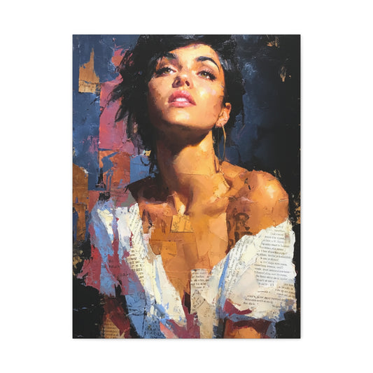 Expressive Fashion Collage Portrait Wall Art & Canvas Print