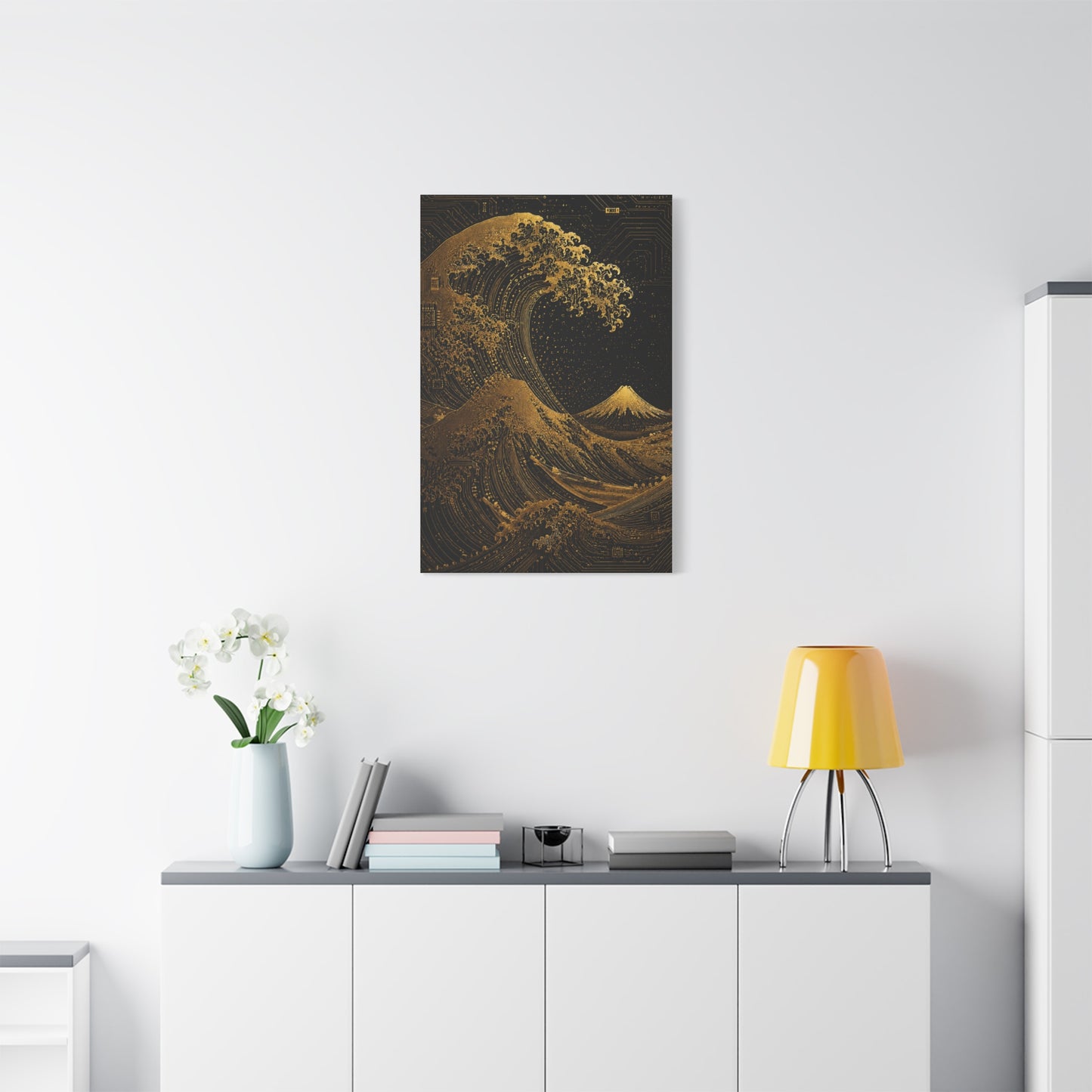 Neo-Tech Golden Wave Fusion Wall Art & Canvas Print