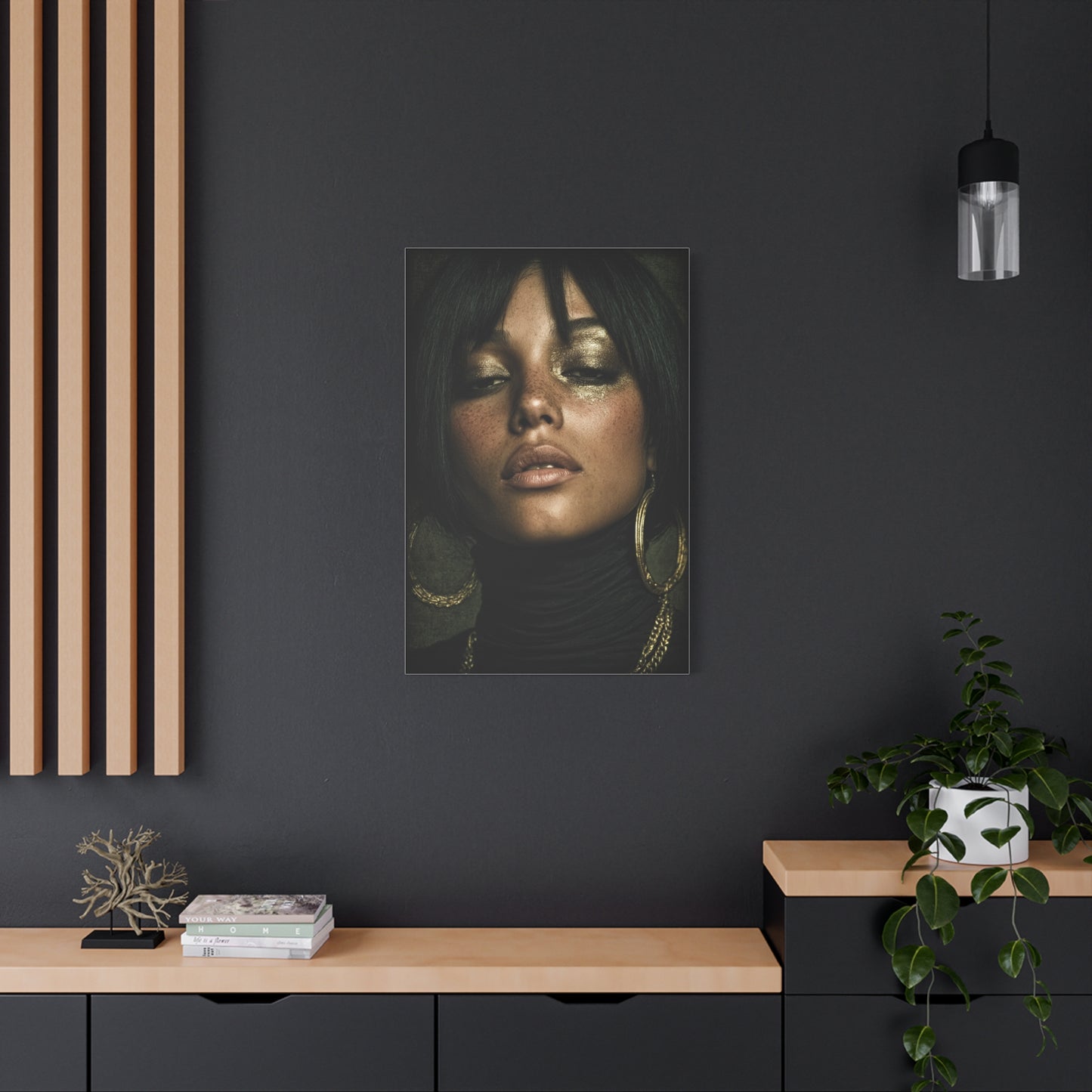Gold Leaf Eyelid Noir Portrait Wall Art & Canvas Print