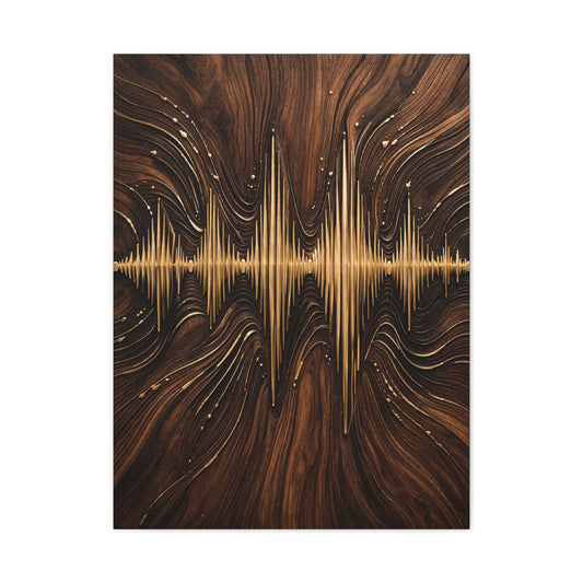 Golden Acoustic Wave Wood Composition Wall Art & Canvas Print