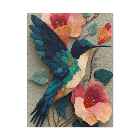Hummingbird Botanical Collage Wall Art & Canvas Print