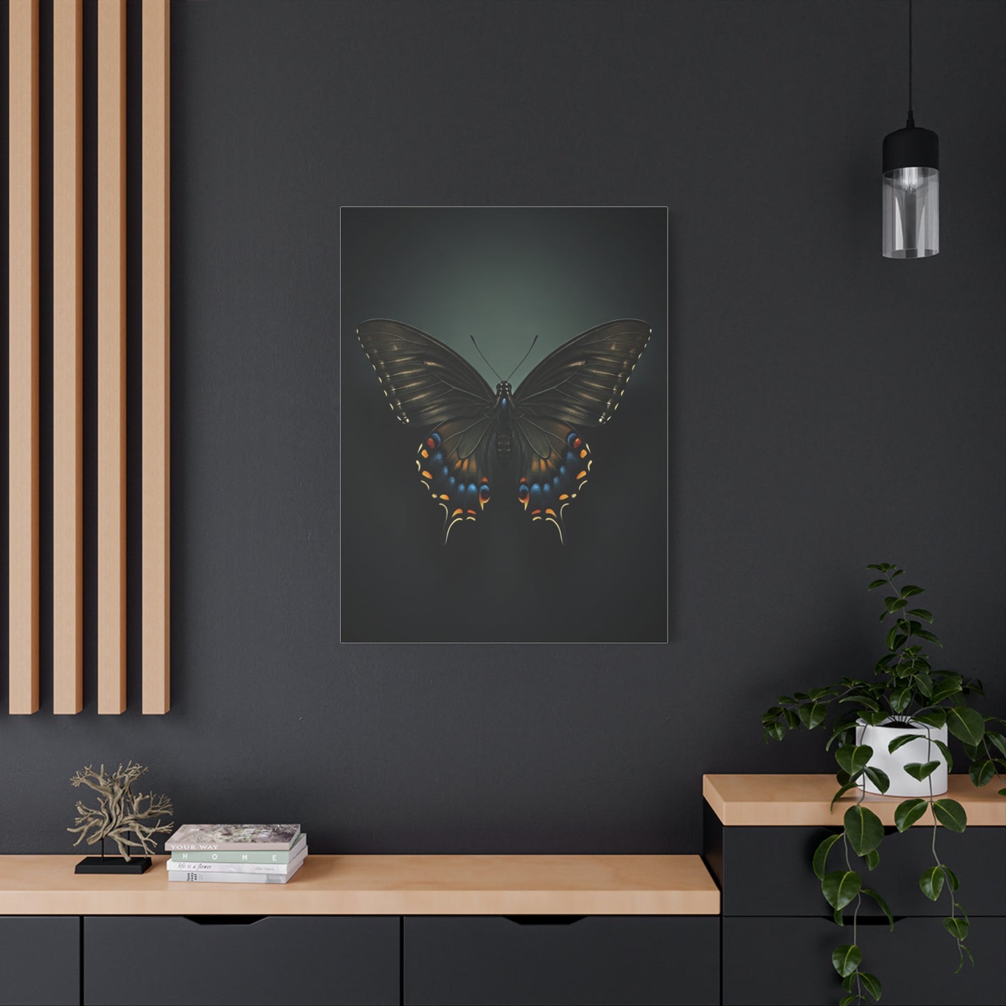 Midnight Swallowtail Butterfly with Jewel Wing Accents Wall Art & Canvas Prints
