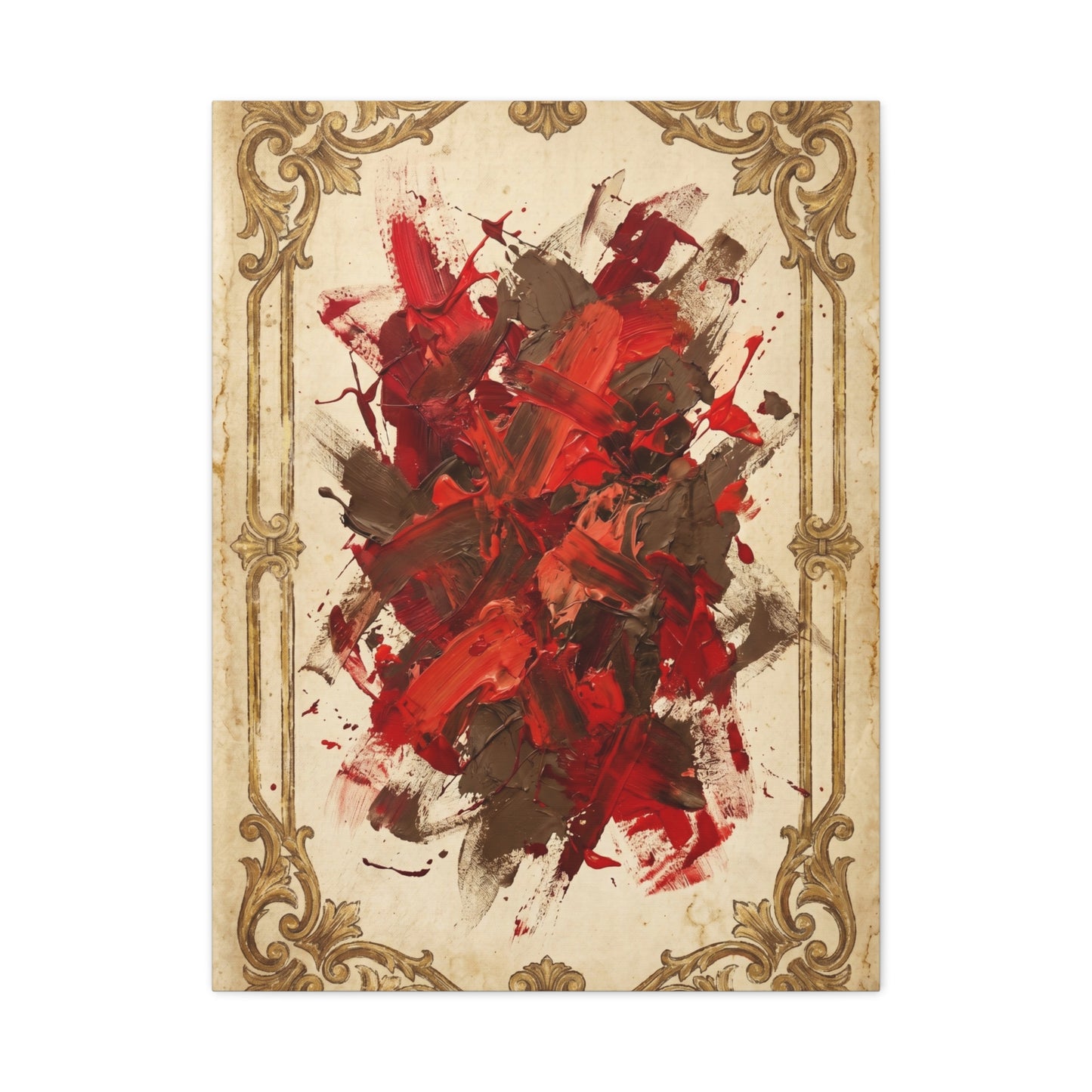 Vintage Framed Red Expressionist Composition Wall Art & Canvas Print