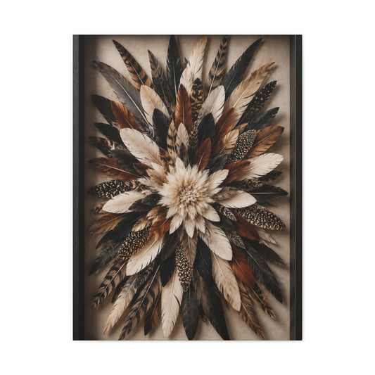 Feather Burst Rustic Shadowbox Wall Art & Canvas Print