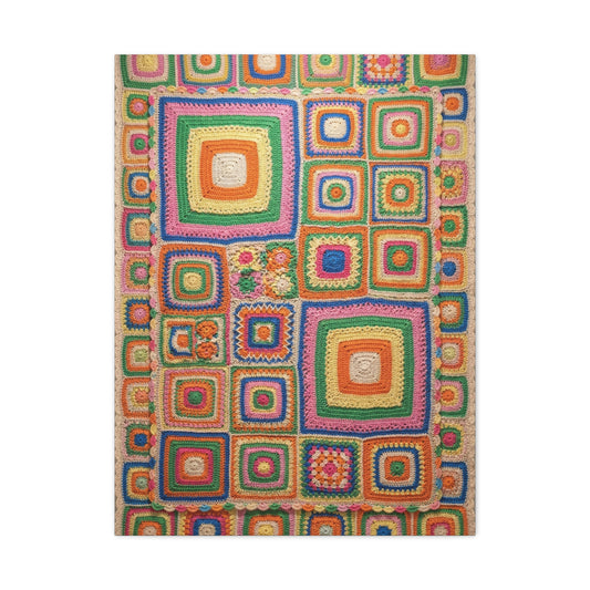 Joyful Granny-Square Patchwork Wall Art & Canvas Print